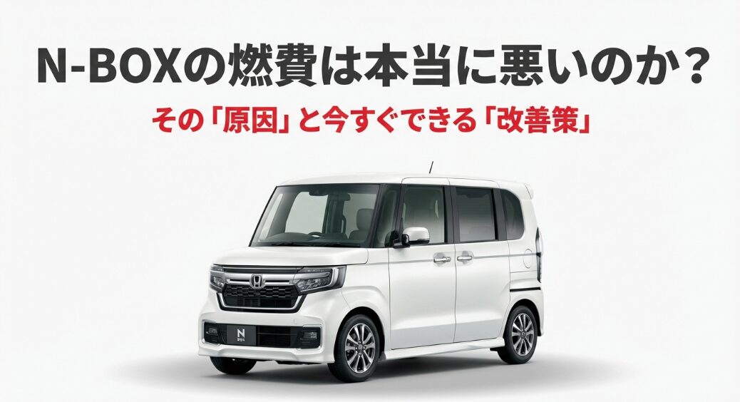 ホンダN-BOXの車両外観と燃費改善術の解説タイトルスライド