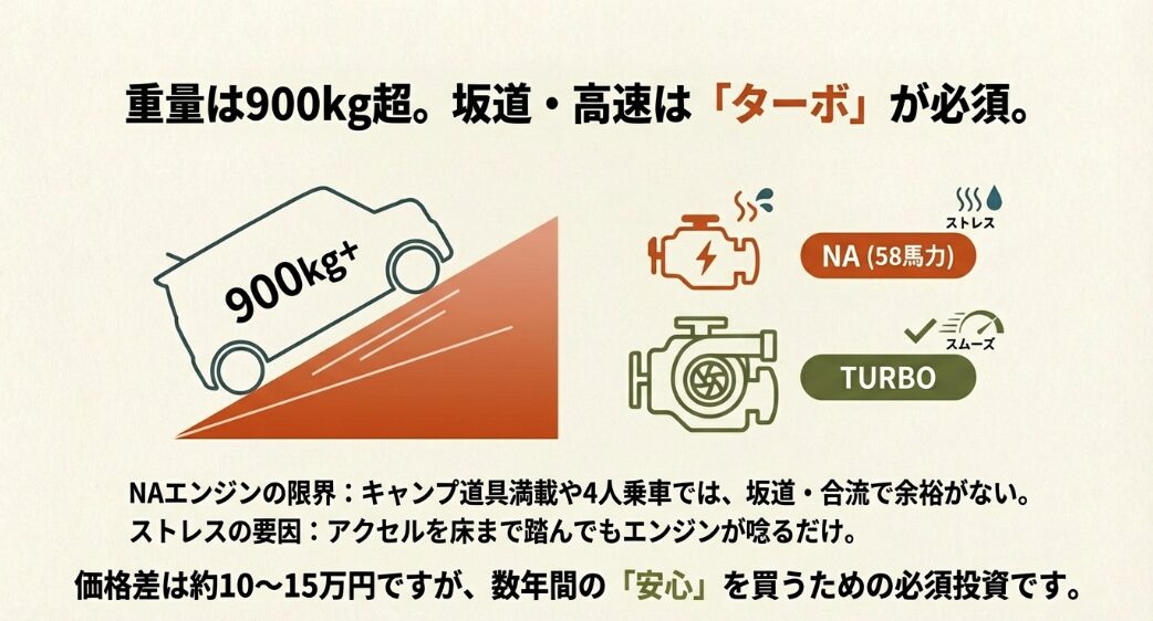 車両重量が重いN-BOX JOYにおけるNAエンジンとターボエンジンの比較