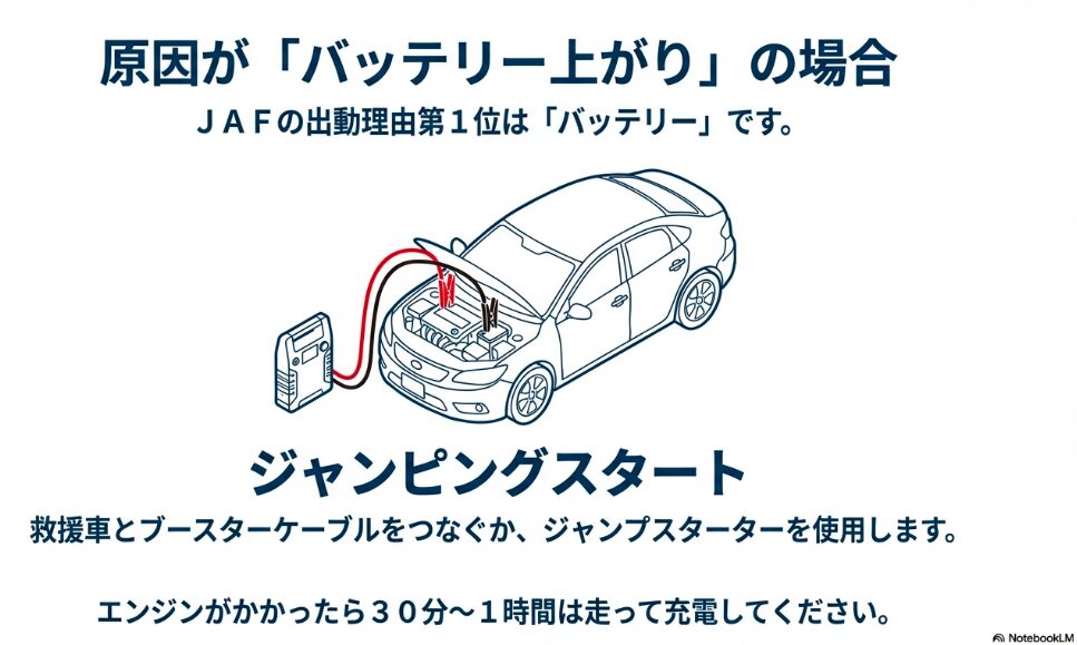 ブースターケーブルやジャンプスターターを使った救護方法