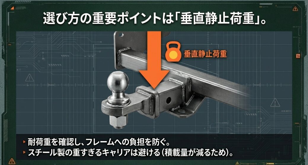 ヒッチキャリア選びで重要な垂直静止荷重とフレームへの負担についての解説