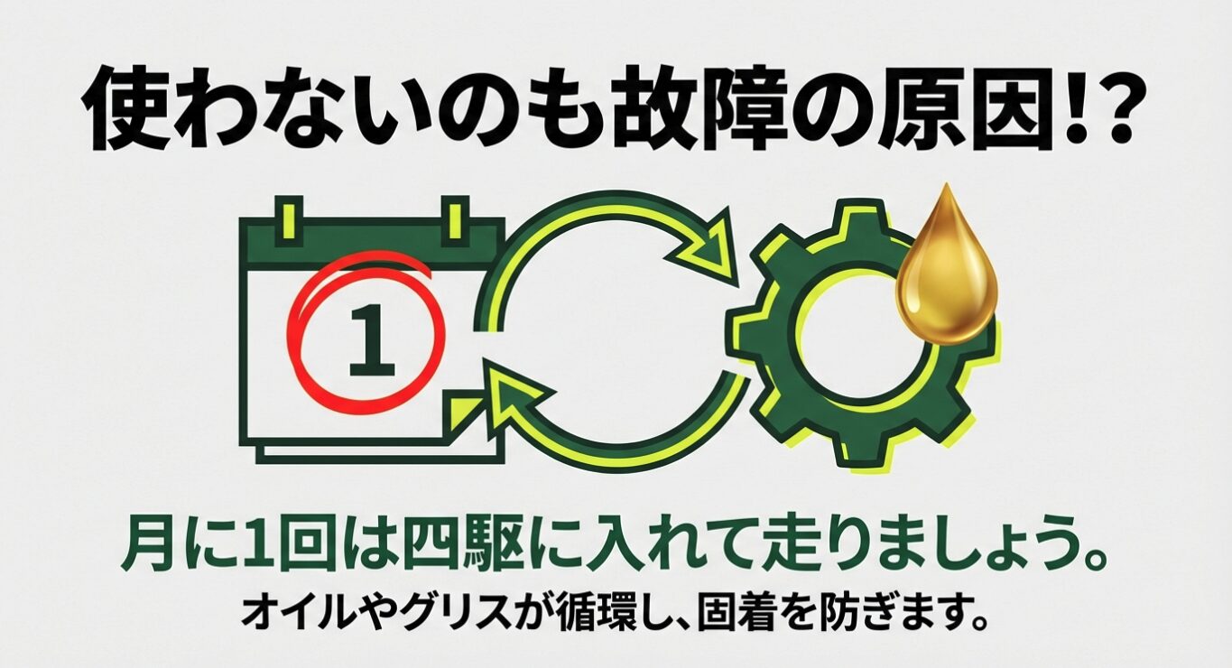 ジムニー4WDメンテナンス 月に一度の走行でオイルとグリスを循環させる