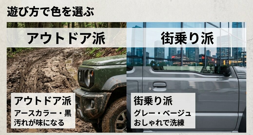 アウトドア派・街乗り派など遊び方で選ぶジムニーの色