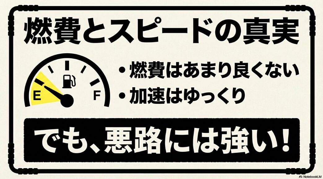 ジムニーの燃費が悪く加速がゆっくりであることと悪路への強さ