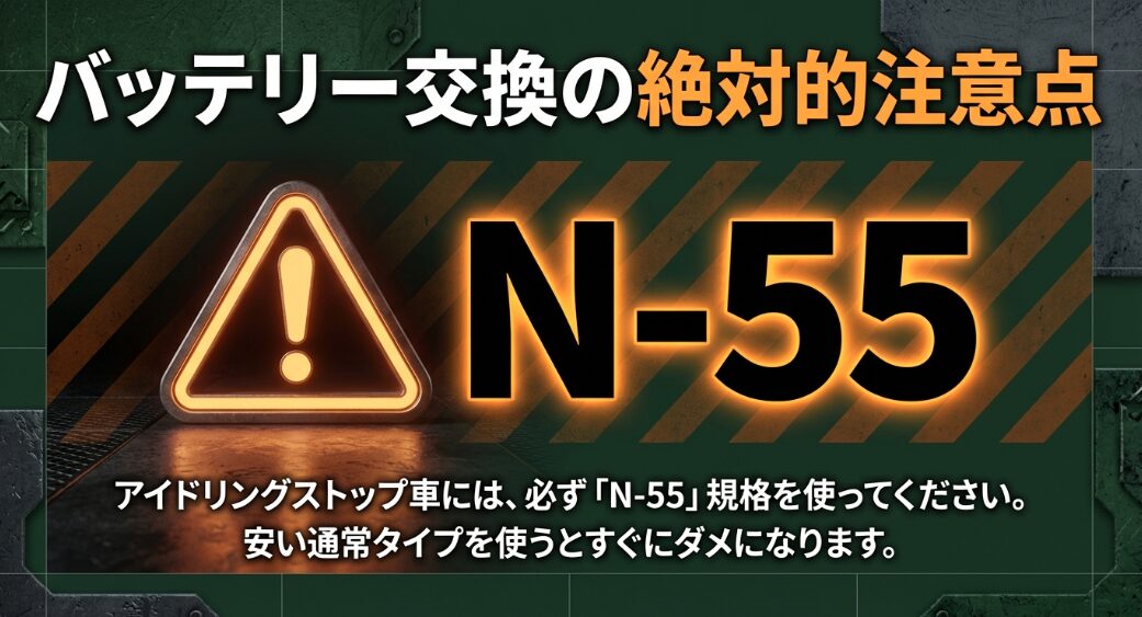 ジムニーのアイドリングストップ車にはN-55規格バッテリーが必須