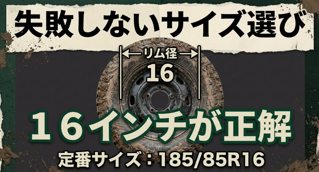 ジムニーのタイヤサイズはリム径16インチの185/85R16が定番サイズ