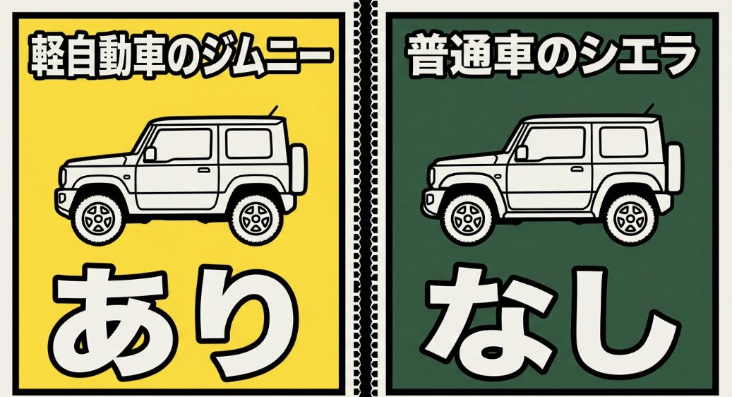 軽自動車のジムニーにはターボがついていることを示すイラスト