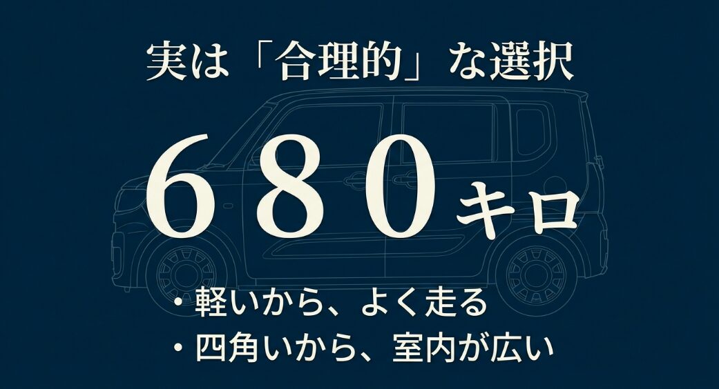 車重680キロで軽いからよく走る、四角いから室内が広いというラパンの実用性と合理的な選択肢
