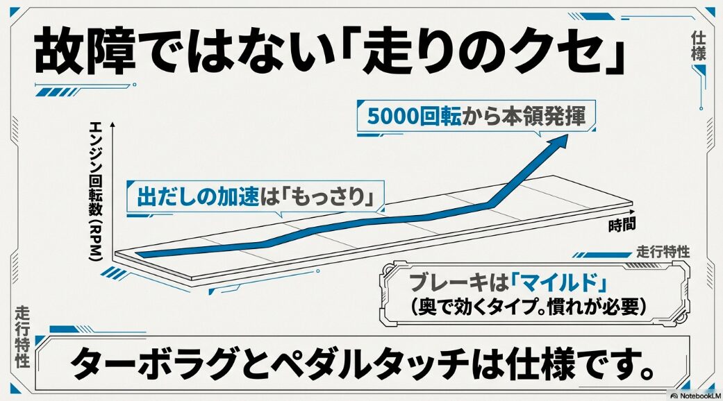 出だしの鈍さや5000回転からの加速、マイルドなブレーキといったラパンSS特有の走行特性