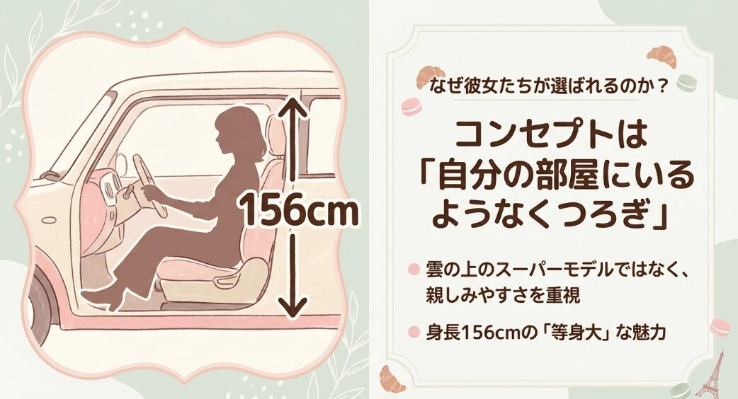 身長156cmという等身大のサイズ感で、親しみやすさやくつろぎのコンセプトを表現している解説画像