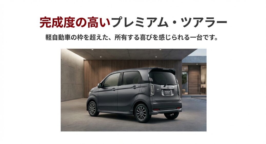 ガレージに停車するN-WGNカスタムターボのリアデザイン