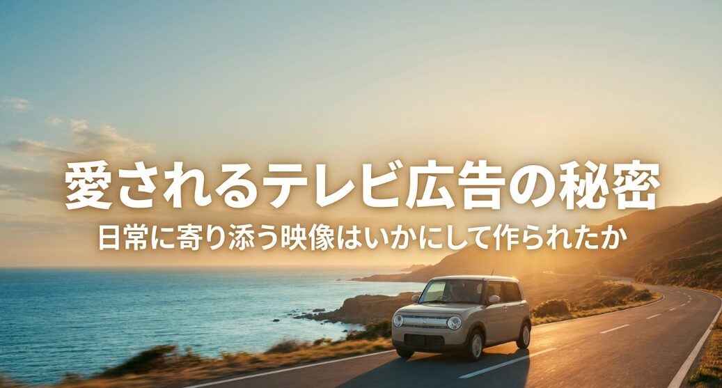 日常に寄り添う映像はいかにして作られたかというテーマで、愛されるテレビ広告の秘密について解説するスライドの表紙画像