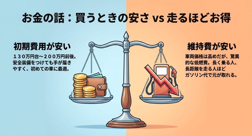 初期費用が安い新型ムーヴと、低燃費で長距離を走るほど維持費がお得になるタントのコスト比較