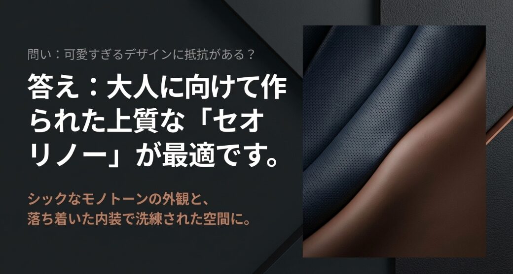 シックなモノトーン外観のセオリーが最適であることを示すスライド