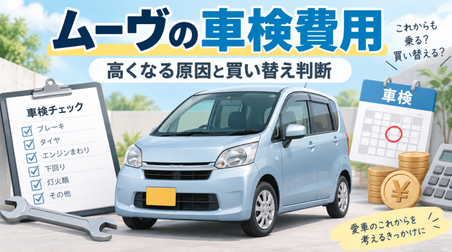 ダイハツ ムーヴの車検費用が高くなる原因と車検を通すか買い替えるかの判断を解説するイメージ