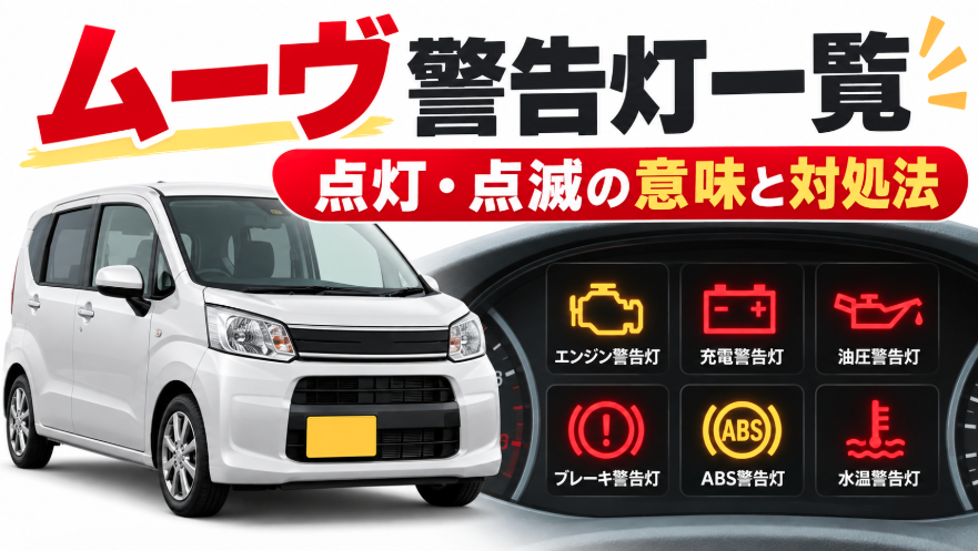 ダイハツ ムーヴの警告灯一覧と点灯・点滅時の意味や対処法を示したイメージ