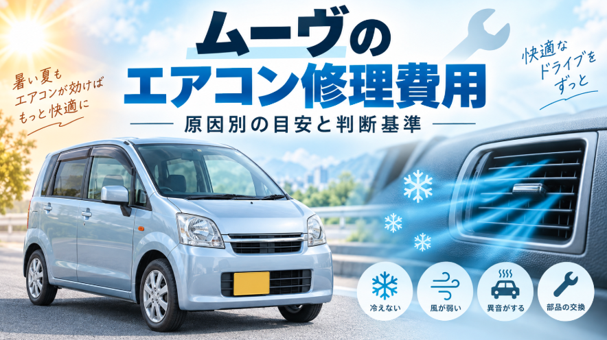 ムーヴのエアコン修理費用と原因別の目安を解説するイメージ