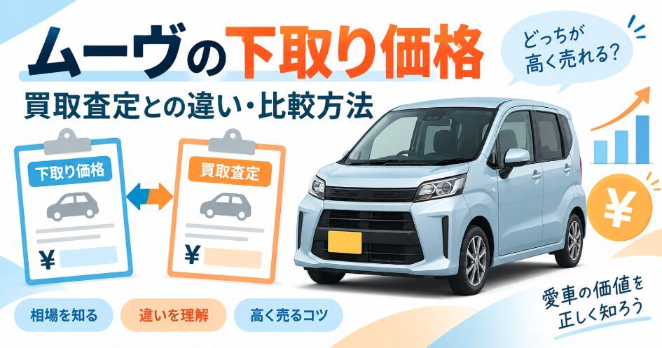 ムーヴの下取り価格と買取査定の違い・比較方法を解説するイメージ