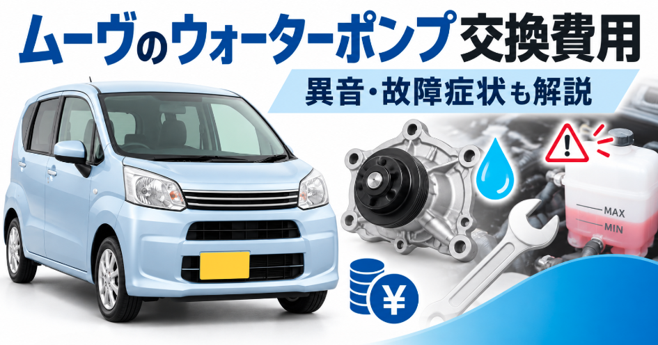ムーヴのウォーターポンプ交換費用と異音・冷却水漏れなどの故障症状を解説するイメージ